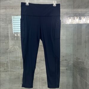 Xersion Navy Blue High-Waist Leggings with Side Pockets